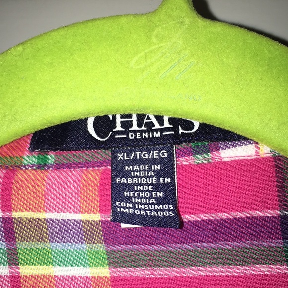 Chaps top button front pink plaid lightweight XL - Picture 2 of 4